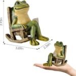 Miniature Frog Garden Statue Gifts Valentines Day Decorations Fairy Garden Accessories Outdoor Lights Solar Garden Frog Decor Art Housewarming Gift for Patio,Yard,Lawn Ornament,3.89"x2.36"x3.93