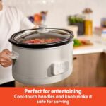 bella 6.0 Qt Programmable Slow Cooker, Ceramic Nonstick Coating, Adjustable Temperature & Cooking Times, Dishwasher Safe Stoneware Pot & Tempered Glass Lid, Tangle Free Cord Wrap, Oatmilk - Image 3