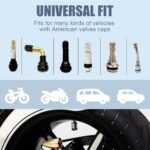 Tire Valve Stem Cap Cover - (5 Pack) Tire Air Cap Metal with Plastic Liner Corrosion Resistant Leak-Proof American Flag for Car Truck Motorcycle Bike Black - Image 2