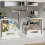 REALINN Under Sink Organizer, Pull Out Cabinet Organizer 2 Tier Slide Out Sink Shelf Cabinet Storage Shelves, Storage for Kitchen Bathroom, White, 2 Pack - Image 6