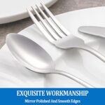 16 Pcs Forks and Spoons Silverware Set,Food Grade Stainless Steel Flatware Cutlery Set for Home,Kitchen and Restaurant,Mirror Polished,Dishwasher Safe - 8 Dinner Fork(8 inch) and 8 Teaspoon(6.5 inch) - Image 3