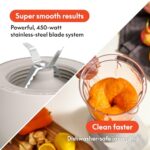 bella 10 Speed Countertop Blender, Juicer & Smoothie Maker, Fits-anywhere™ Kitchenware, Slim Flip & Store Design, Dishwasher Safe 48oz Capacity Pitcher & Lid, Stainless Steel Blade, 450 Watt, Oatmilk - Image 5
